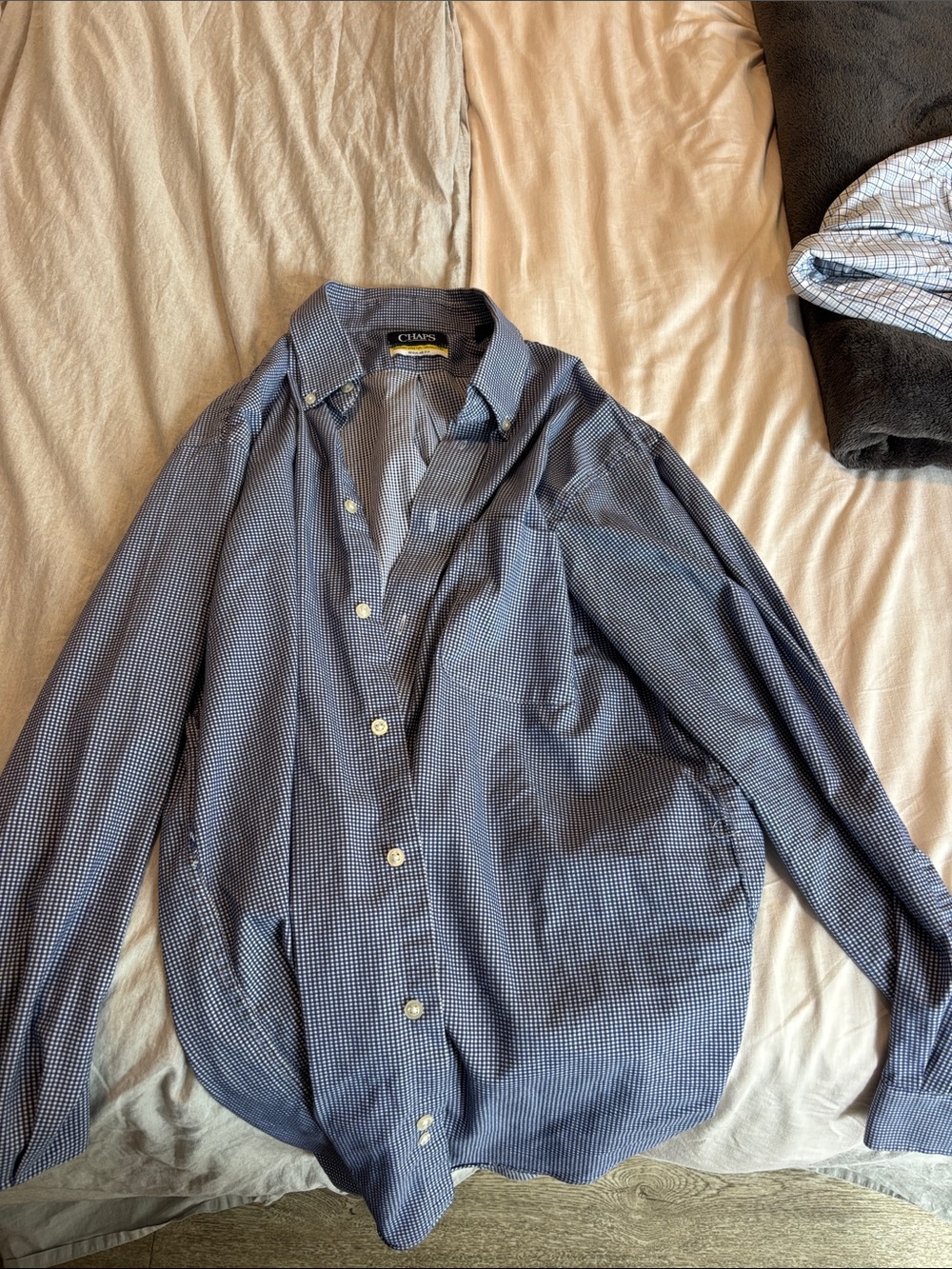 Chaps Men's Navy Blue Micro-Check Button Front Jacket